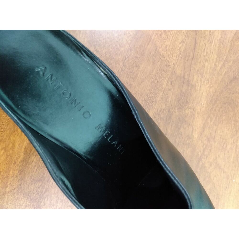 3" Heel Antonio Melani‎ Leather Mules, Black,Size 8 - Picture 6 of 6